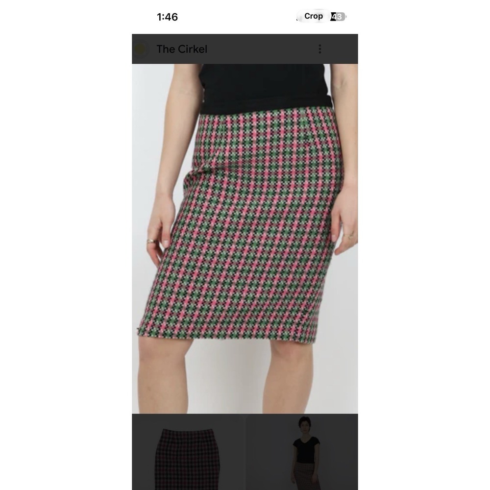 Boden Women's Notre Dame Mini Check Pencil Skirt Pink and Green Size 2R Preppy